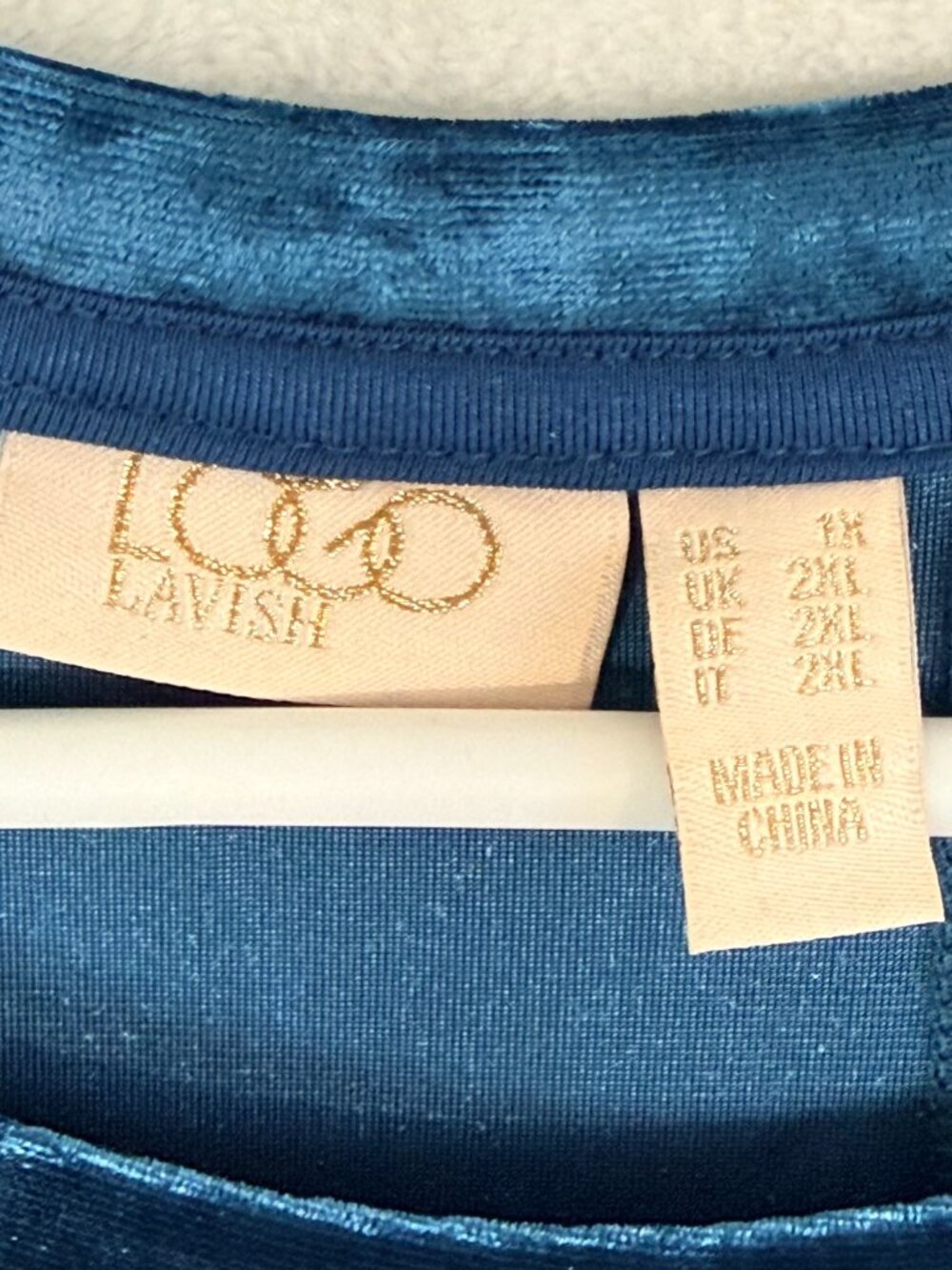 LOGO Lavish Lori Goldstein Crushed Velvet Lace Romantic Feminine 3/4 Tunic 1X - Picture 2 of 6